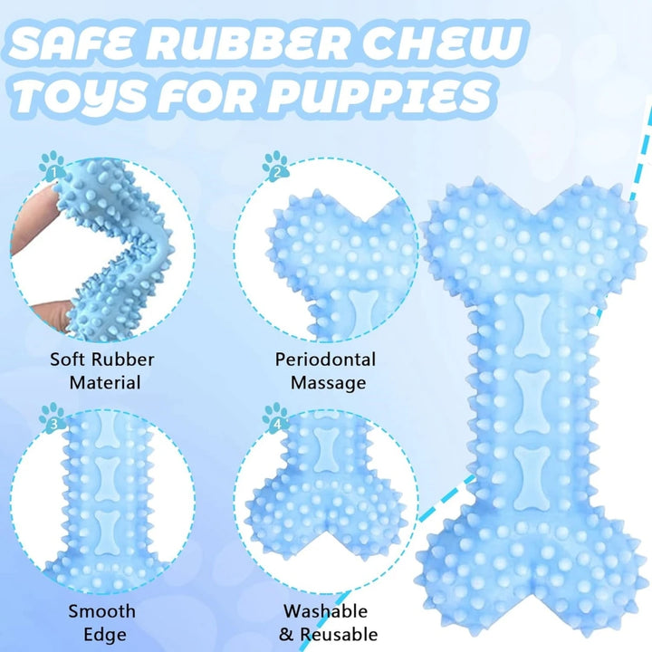 3 Pack Puppy Chew Toys for Teething, Puppy Toys Small Dog Soft Rubber Cleaning Teeth Outdoor Interactive Pet Toy Set Durable Rop
