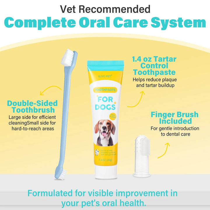 Dog Cat Dental Care Kit Milk Toothpaste Toothbrush Deep Clean Freshens Breath Reduces Plaque Tartar Oral Care For All Breeds