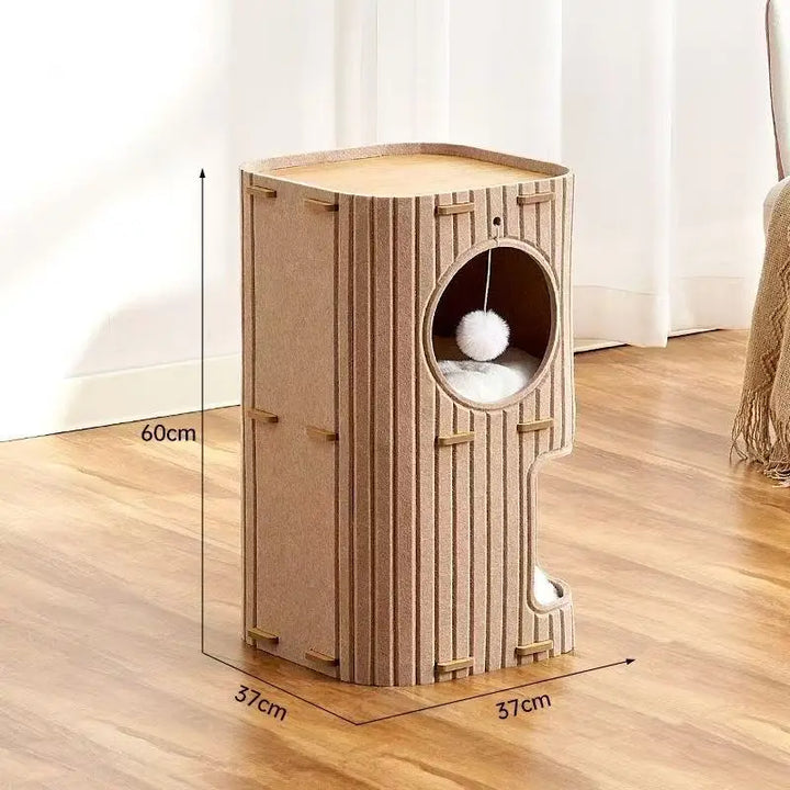 2 or 3 Story Cat Villa, Cat Climbing Frame, Shelter House, Multi-cat Family Cat House, Pet Cave, with Plush Ball But No Cushion
