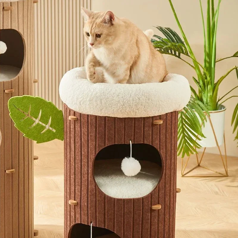 Multi-layer Felt Cat House Multi-function Tree Stump Cat House Wear-resistant Cat Scratching Board Pet Supplies Pet Furniture