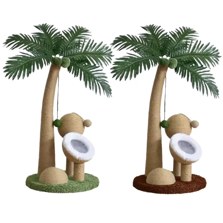 Coconut Tree Claw Sharpener Pole Interactive Cat Sisal Scratcher Natural Sisal Rope Cat Tree for Small Medium Cats