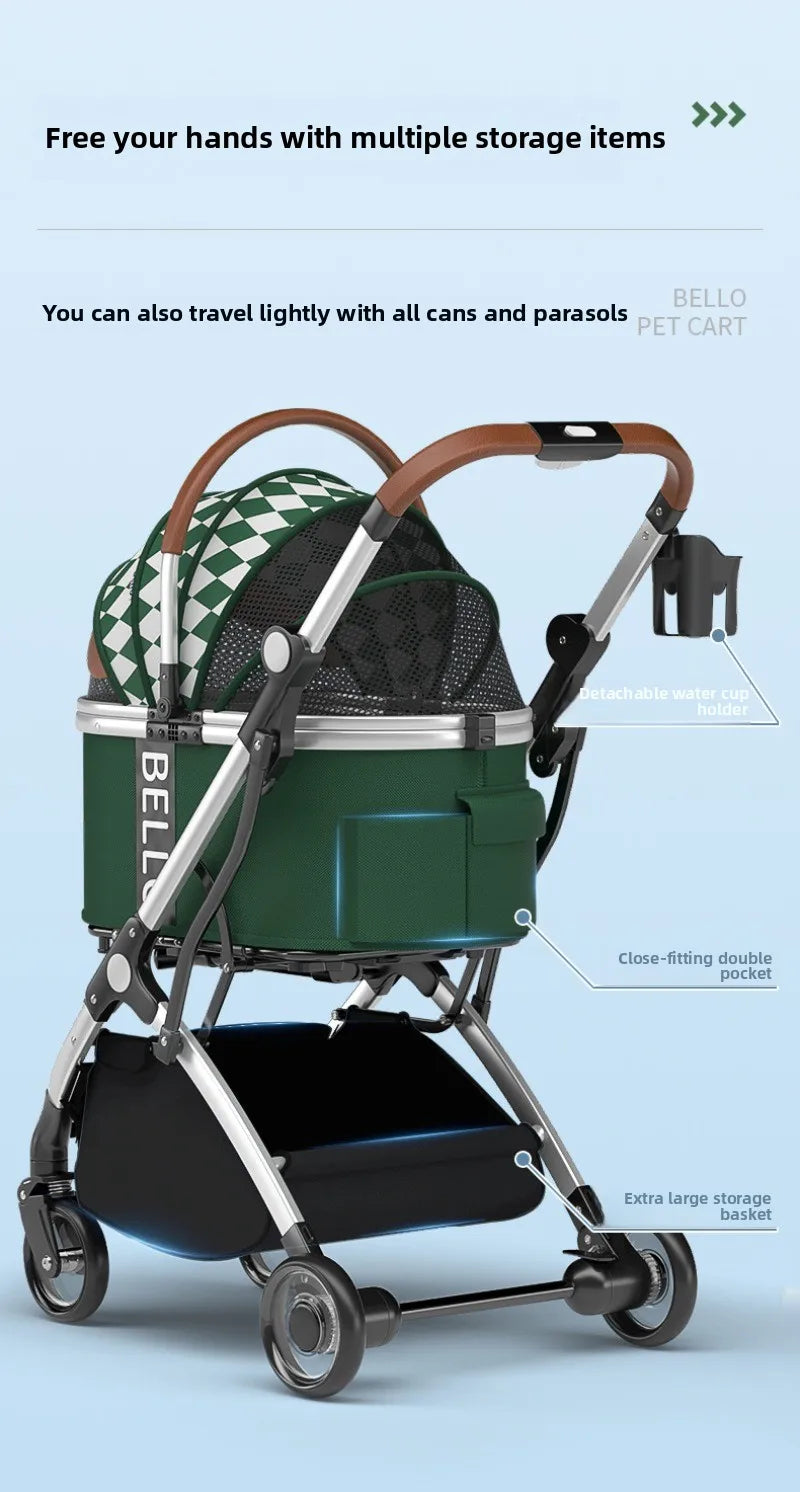 Pet Stroller Cats Dogs Carrier Wheels Supplies Portable Foldable Trolley Pet Outdoor Travel Products Accessories Dogs Stroller
