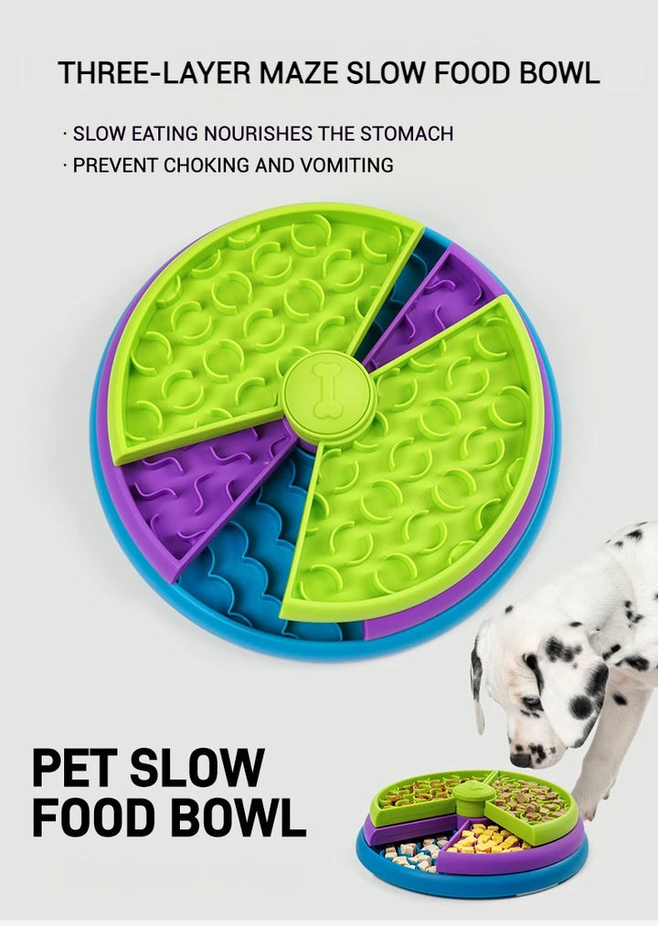 Pet Slow Feeding Bowl Pet Three-layer Slow Food Bowl Puzzle Rotating Feeder Dog Interactive Feeding Bowl Pet Supplies