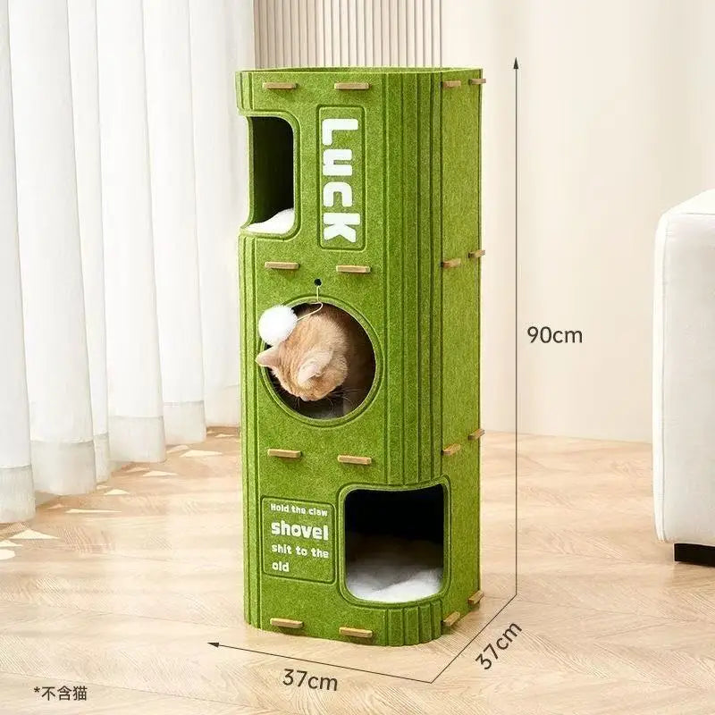 2 or 3 Story Cat Villa, Cat Climbing Frame, Shelter House, Multi-cat Family Cat House, Pet Cave, with Plush Ball But No Cushion