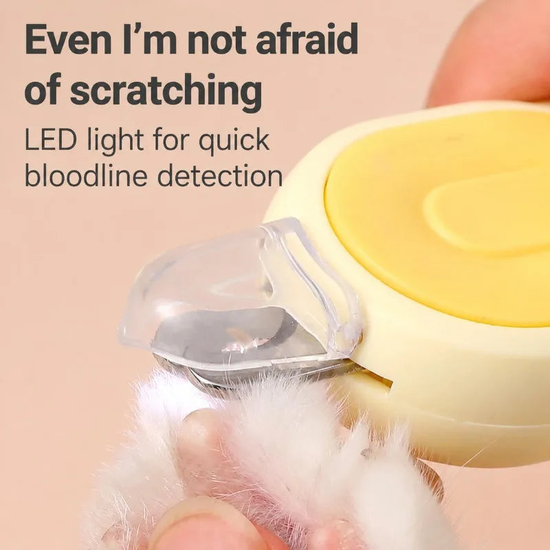 LED Light Pet Nail Clipper with File Anti-cut Bloodline Anti-splash Trimmer Safe Grooming Tool for Cat Kitten Precise Claw