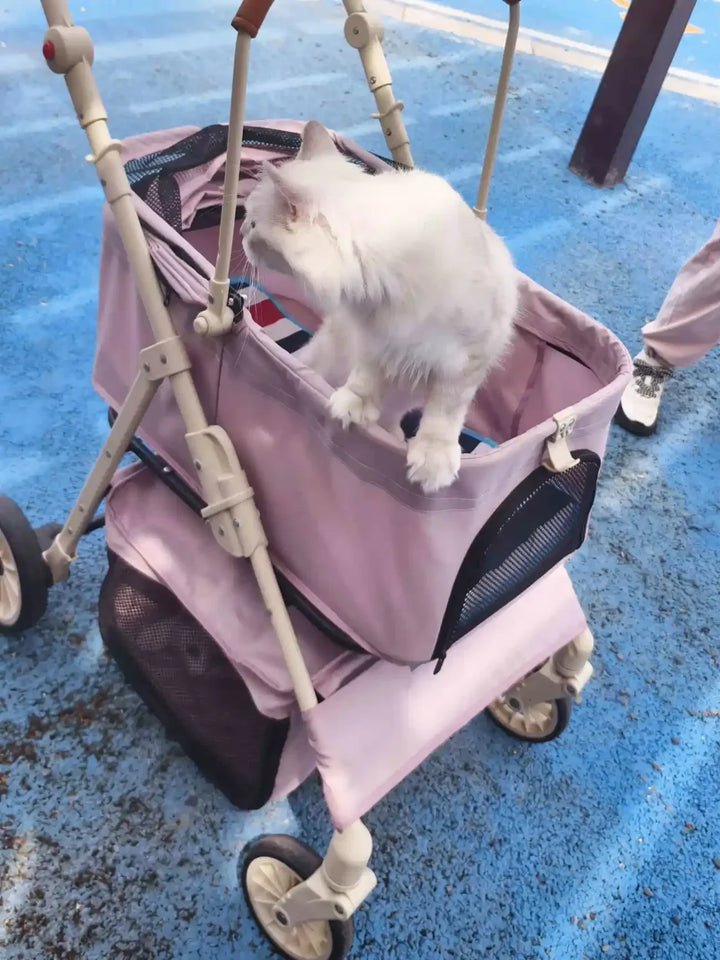 3-in-1 Pet Stroller for Cats & Dogs Detachable Carrier  Storage Basket One-Hand Fold & 4-Wheel Brakes  cat carrier dog carrier