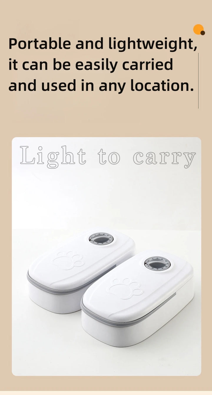 Pet Automatic Feeder Timed Quantification Separate Bowls for Dry Wet Feeding Easy to Clean Short-distance Travel Home Use