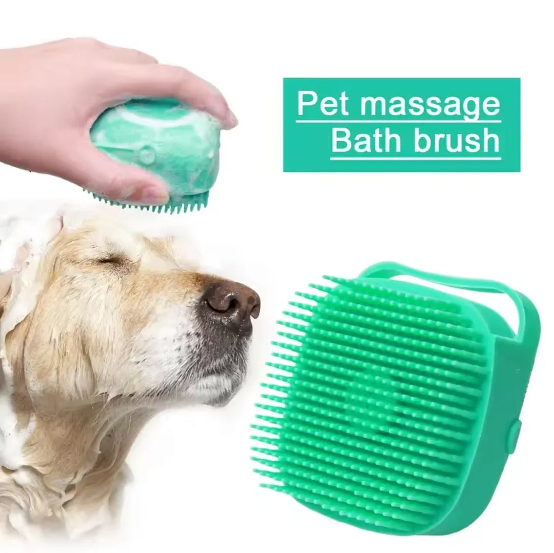 Pet Dog Shampoo Brush 2.7oz 80ml Cat Massage Comb Grooming Scrubber for Bathing Short Hair Soft Silicone Rubber