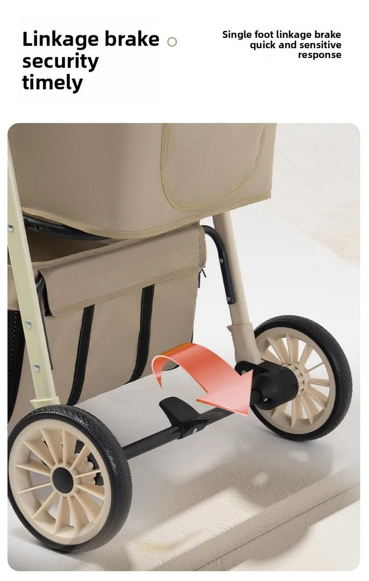 3-in-1 Pet Stroller for Cats & Dogs Detachable Carrier  Storage Basket One-Hand Fold & 4-Wheel Brakes  cat carrier dog carrier