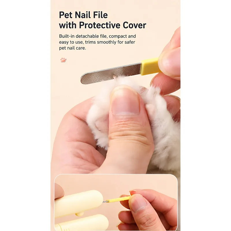 LED Light Pet Nail Clipper with File Anti-cut Bloodline Anti-splash Trimmer Safe Grooming Tool for Cat Kitten Precise Claw