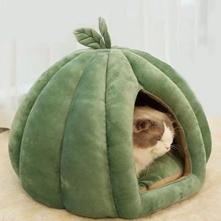Cat Beds For Indoor Cats Pumpkin Cat House Enclosed Cat Bed Cat Cave Thickened Halloween Pet Bed Cat Hideaway For Kittens Small