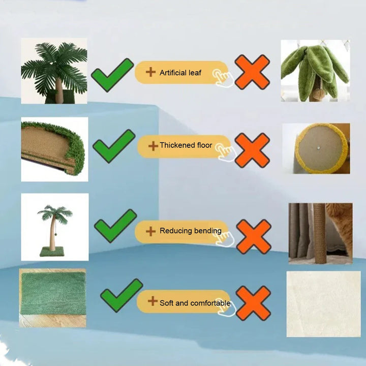 Coconut Tree Claw Sharpener Pole Interactive Cat Sisal Scratcher Natural Sisal Rope Cat Tree for Small Medium Cats