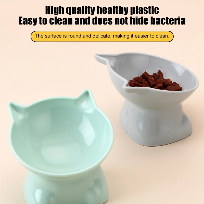 Pet Bowl Large Capacity Cats Bowls Oblique Mouth Cute Cartoon Cat Shape Cat Dog Food Dispenser Pet Feeder Pets Supplies